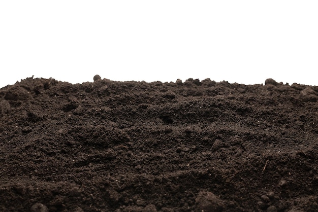 Black land for plant isolated on white background