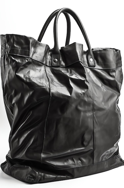 A black leather bag