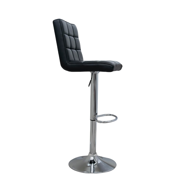 Black leather bar stool isolated on white background