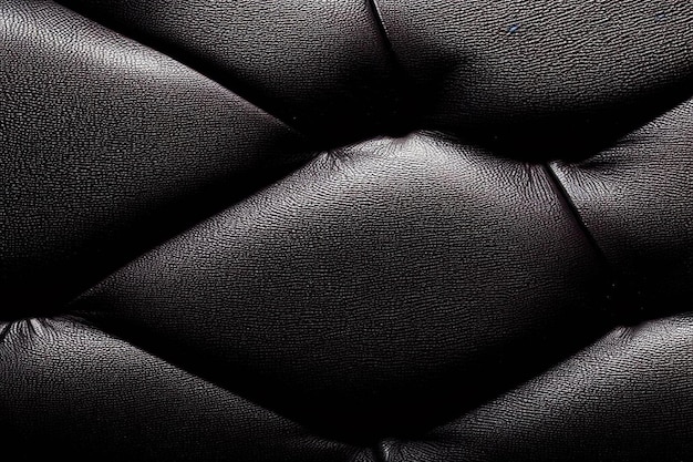 A black leather chair with a diamond pattern.