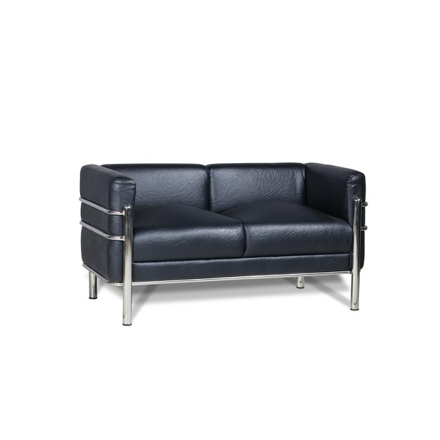 A black leather couch