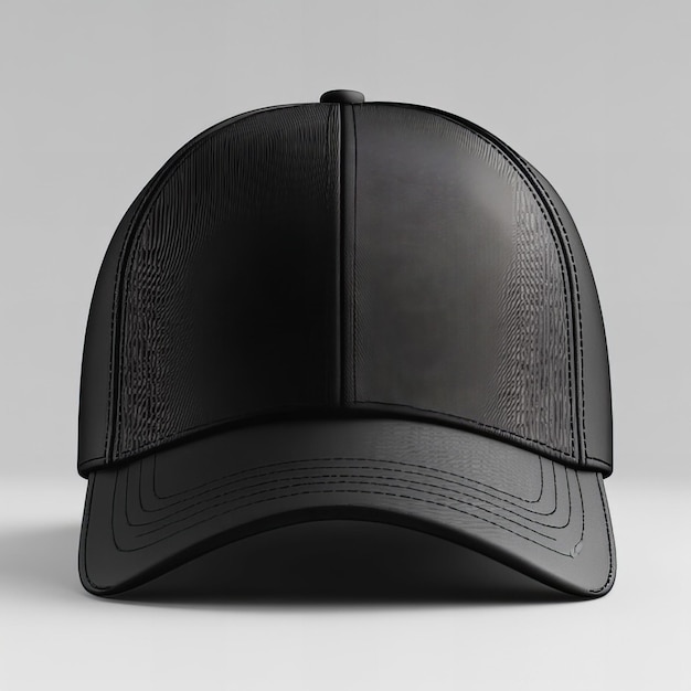 a black leather hat with a black band that says quot leather quot