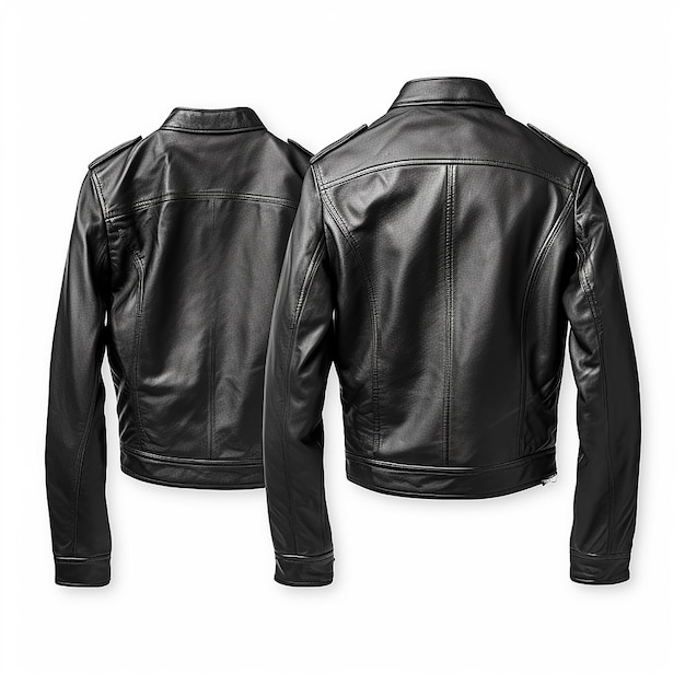 Black leather jacket isolated on white