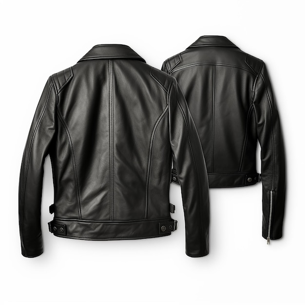 Black leather jacket isolated on white