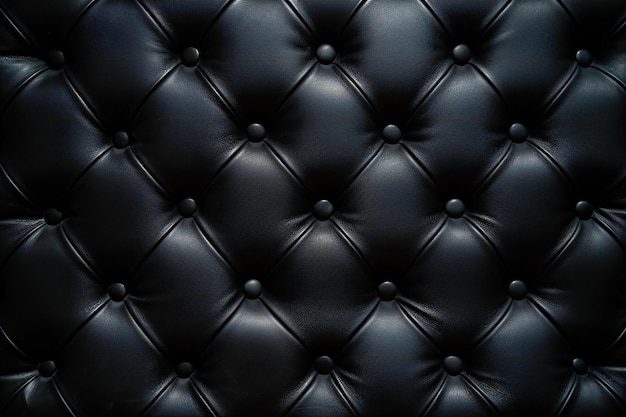 Black leather upholstery texture background with buttons