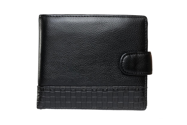 Black leather wallet isolated on a white background