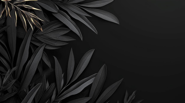 Black leaves on dark background