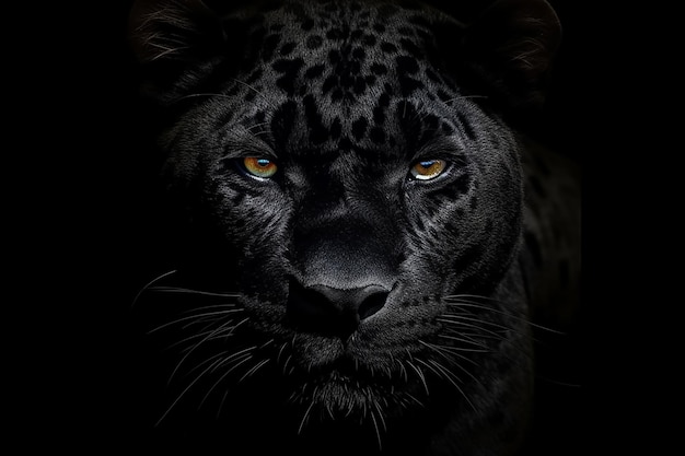 A black leopard with the black spots on its face