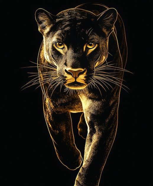 a black leopard with a yellow background that says leopard