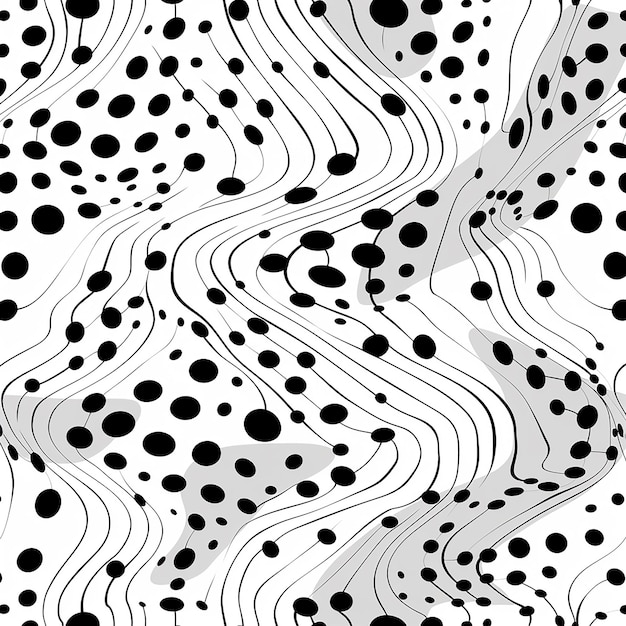 Photo black lines and dots seamless geometric pattern monochrome wallpaper