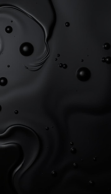 Black liquid drops streaks gray background