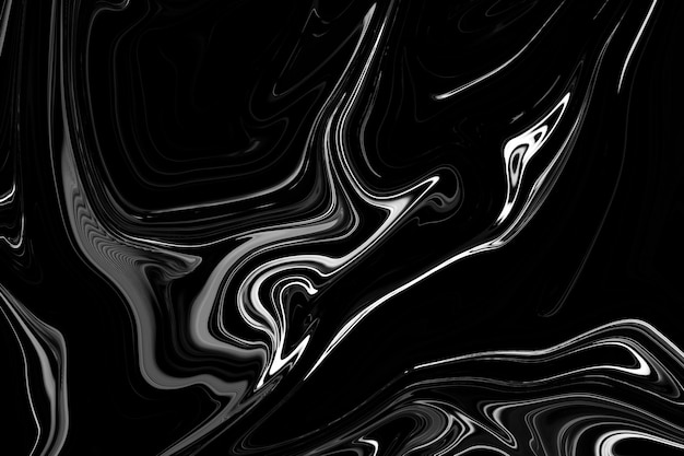 Black liquid marble background abstract flowing texture experimental art