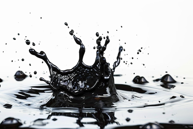 Photo black liquid splash isolated over white background