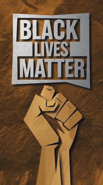 Black Lives Matter Poster with Raised Fist Symbol for Social Justice and Equality