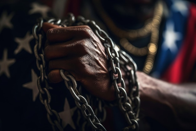 Black Lives Matter The problem of culture racism and the descrImination of slavery Juneteenth Emancipation Day June 19 Freedom of Glosa Rights fist of the chain AfroAmerican