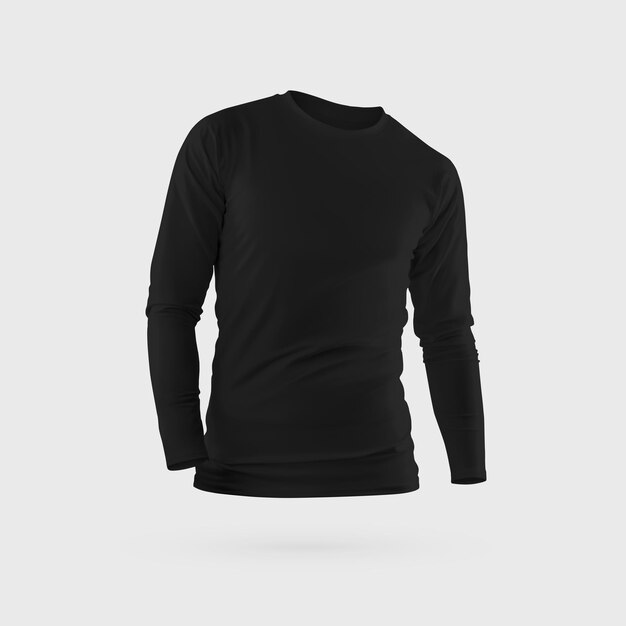 Photo black longsleeve with round neck empty men's sweatshirt