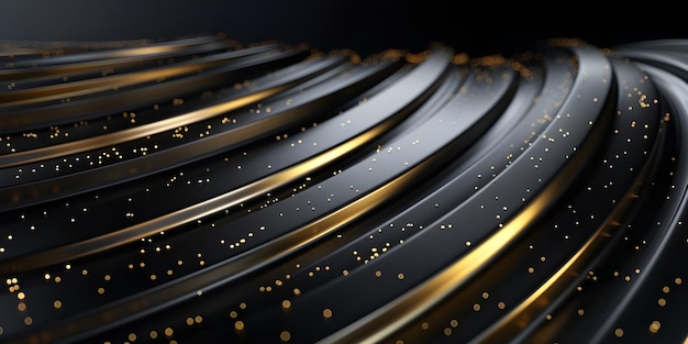 Black luxury background with golden lines and sparkles Ai Generated