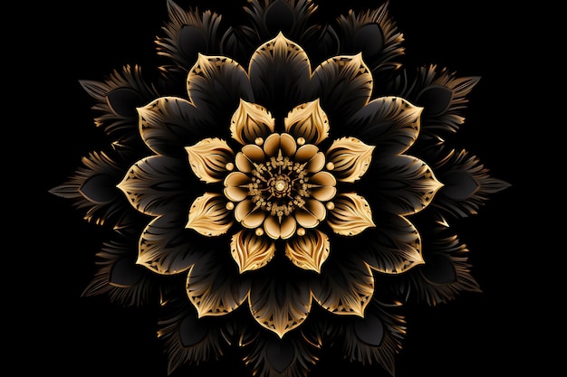 Black luxury background with golden mandala