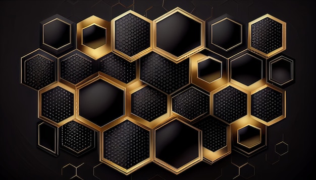 Black Luxury Banner with Thin Shiny Hexagon tiles Background Black Friday the greatest sales campaign 24th November Generative AI