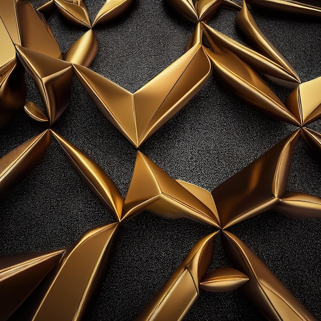 Black luxury gold metallic background Abstract geometric premium design backdrop 3D illustration