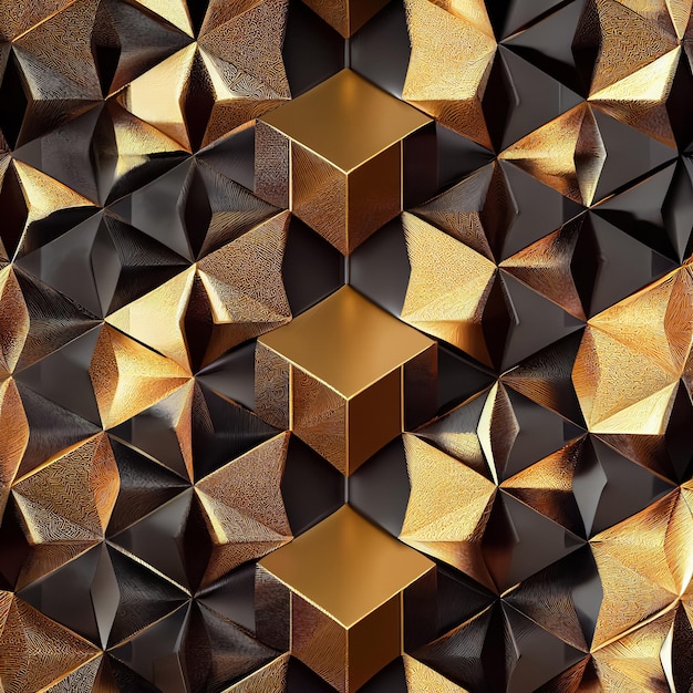 Black luxury gold metallic background Abstract geometric premium design backdrop 3D illustration