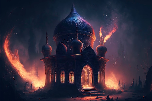 black magic fire mosque