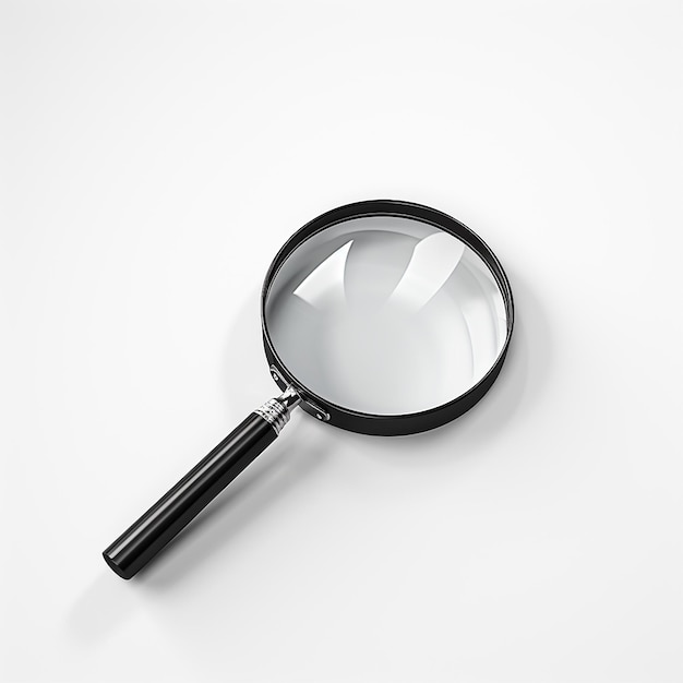 Black magnifying glass icon 3d rendering on white isolated background