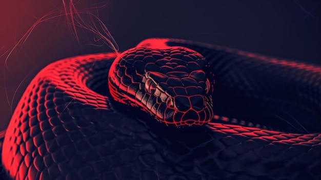 Black mamba snake glowing illustrated for wallpaper and background