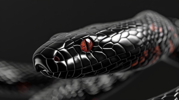 Black mamba snake HD wallpaper background with red glowing eyes