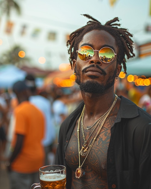 A Black Man Drinking Beer At Street Wallpaper