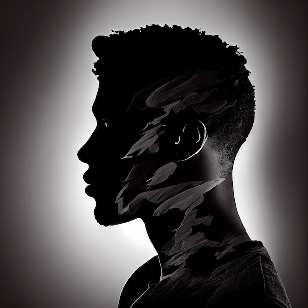 Photo black man silhouette illustration created by generative ai technology