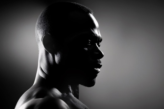 black man silhouette with power pose, black lives matter campaign