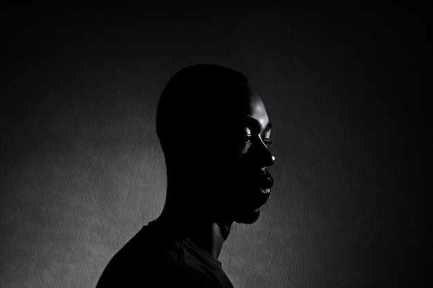 black man silhouette with power pose, black lives matter campaign