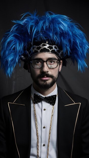 Photo black man with carnival costume isolated