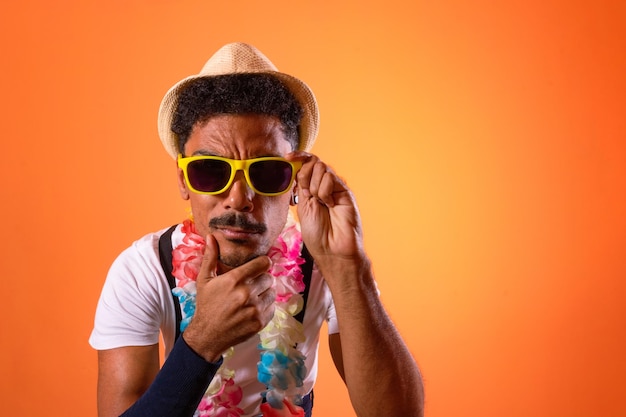 Black Man With Carnival Costume Isolated