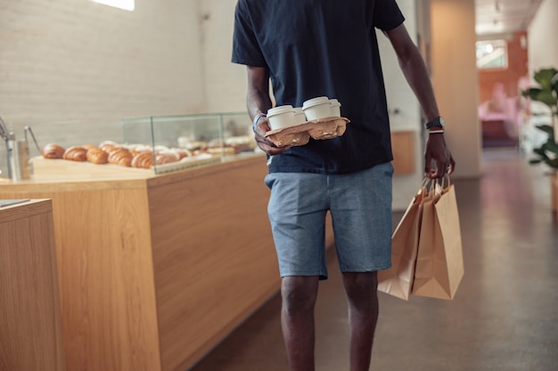 Black man working deliveryman in covid pandemic