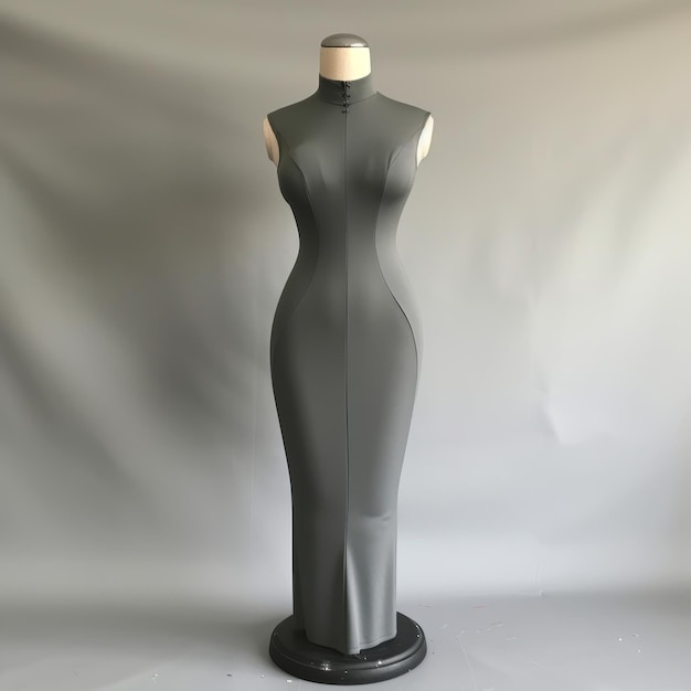 Photo a black mannequin with a silver dress on it