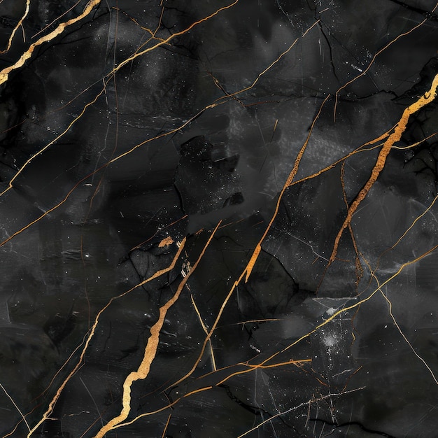 Photo black marble background with golden line pattern for seamless