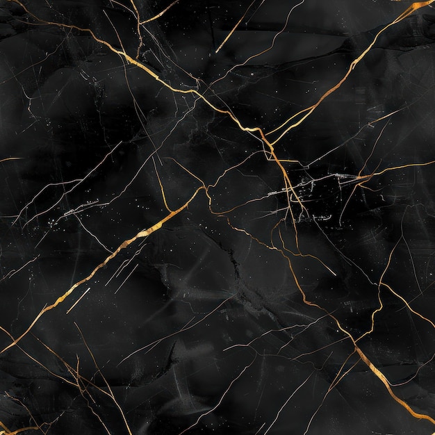 Photo black marble background with golden line pattern for seamless