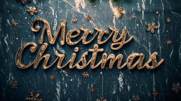 Black Marble Merry Christmas concept creative horizontal art poster