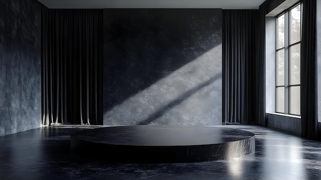 Photo black marble podium 3d render