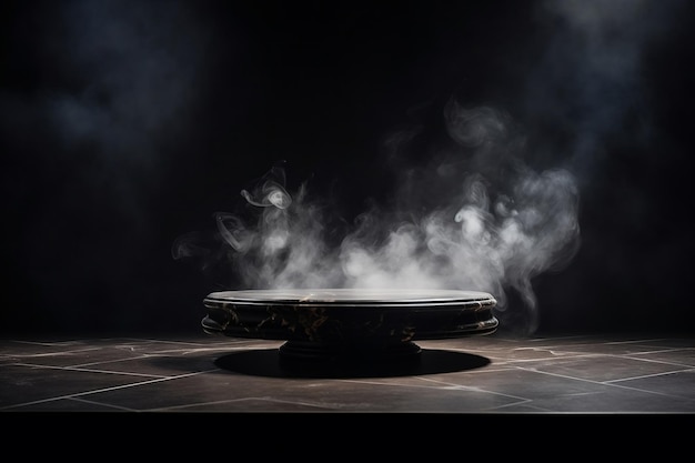 Black Marble Podium with Empty Tabletop in Minimalistic Design Generative Ai