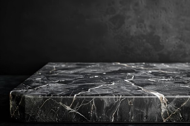 Photo black marble surface with a dark background