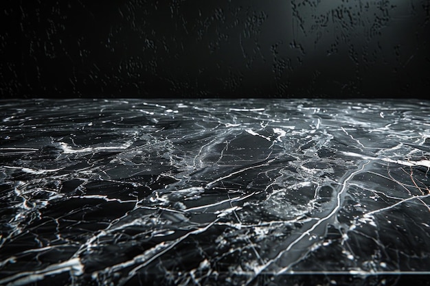 Black Marble Surface with Veins