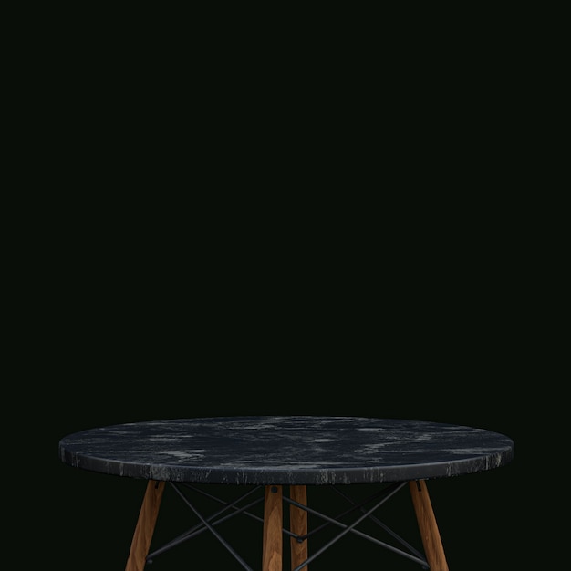 Black marble table or product stand for display product on black background