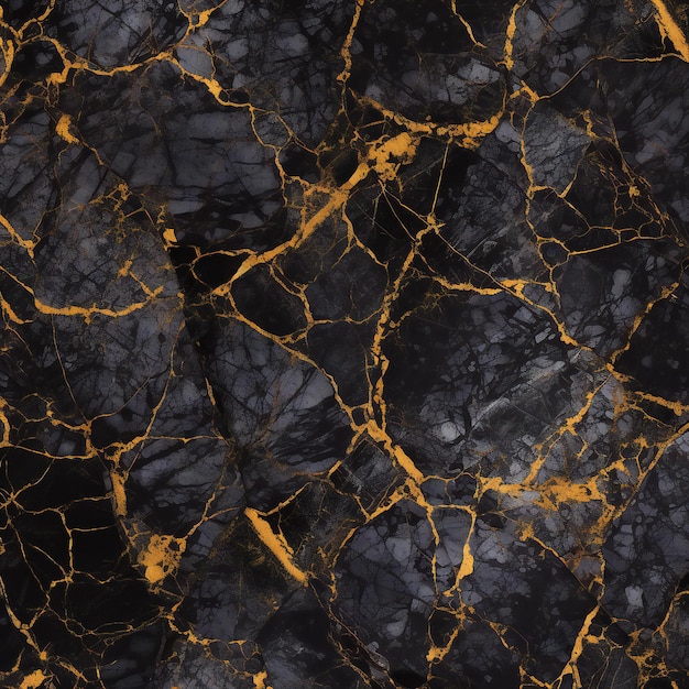 Black marble texture with golden veins Seamless square background tile ready