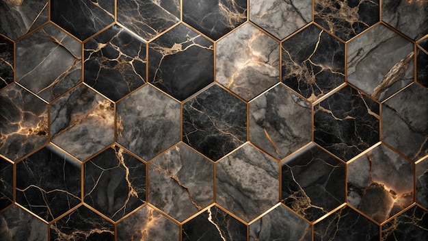 Photo black marble with veins emperador marbel texture with high resolution the luxury of polished limestone background marble with polygon design 3d wallpaper