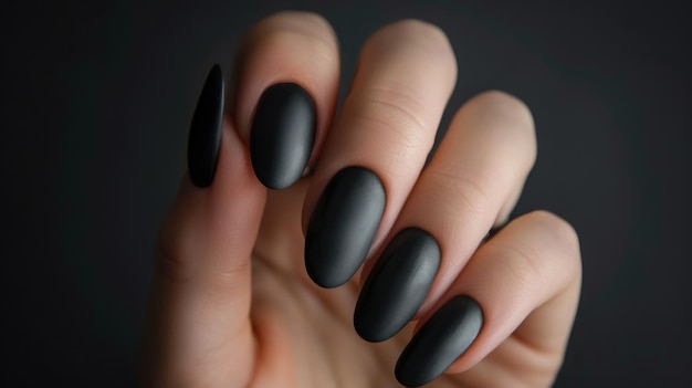 Photo black matte nail polish closeup