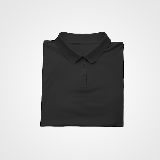 Black mens polo template with collar buttons folded for design presentation print