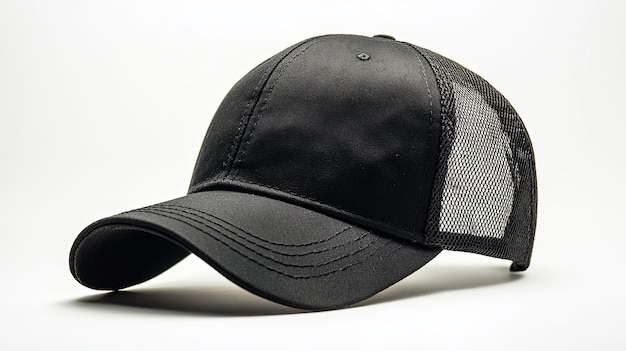 Black Mesh Back Trucker Cap with Curved Brim